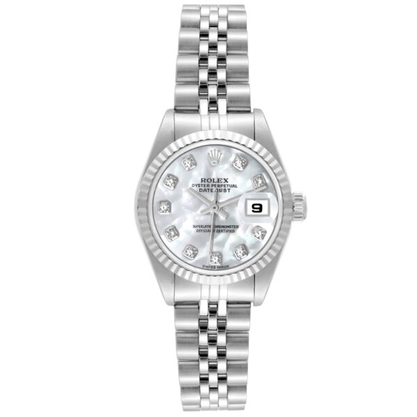 Rolex Datejust Steel White Gold Mother of Pearl Diamond Ladies Watch 79174