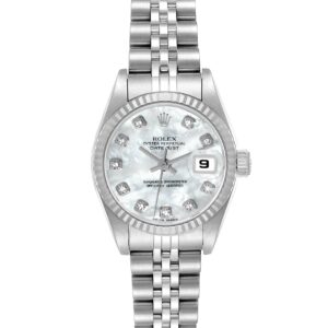 Rolex Datejust Steel White Gold Mother of Pearl Diamond Ladies Watch 79174