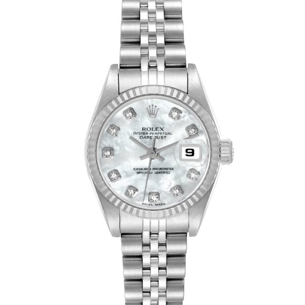 Rolex Datejust Steel White Gold Mother of Pearl Diamond Ladies Watch 79174