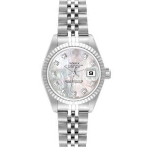 Rolex Datejust Steel White Gold Mother of Pearl Diamond Ladies Watch 79174