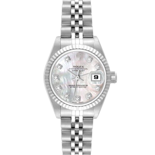 Rolex Datejust Steel White Gold Mother of Pearl Diamond Ladies Watch 79174