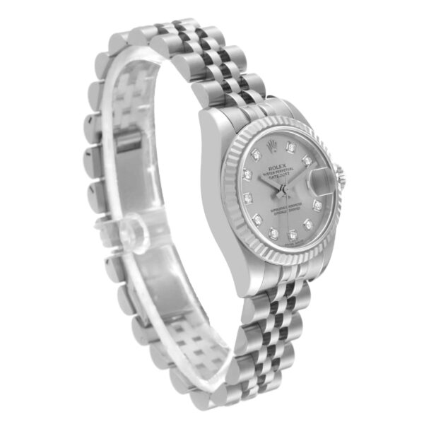 Rolex Datejust Steel White Gold Silver Diamond Dial Ladies Watch 179174 - Image 3