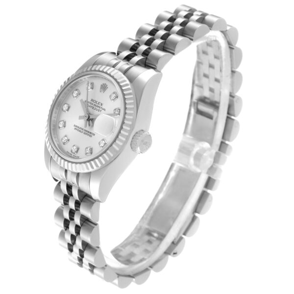 Rolex Datejust Steel White Gold Silver Diamond Dial Ladies Watch 179174 - Image 4