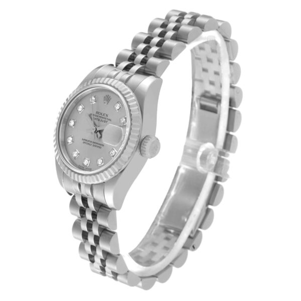 Rolex Datejust Steel White Gold Silver Diamond Dial Ladies Watch 179174 - Image 4