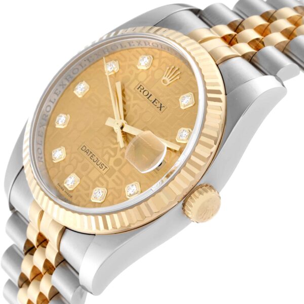 Rolex Datejust Steel Yellow Gold Anniversary Diamond Dial Mens Watch 116233 - Image 6
