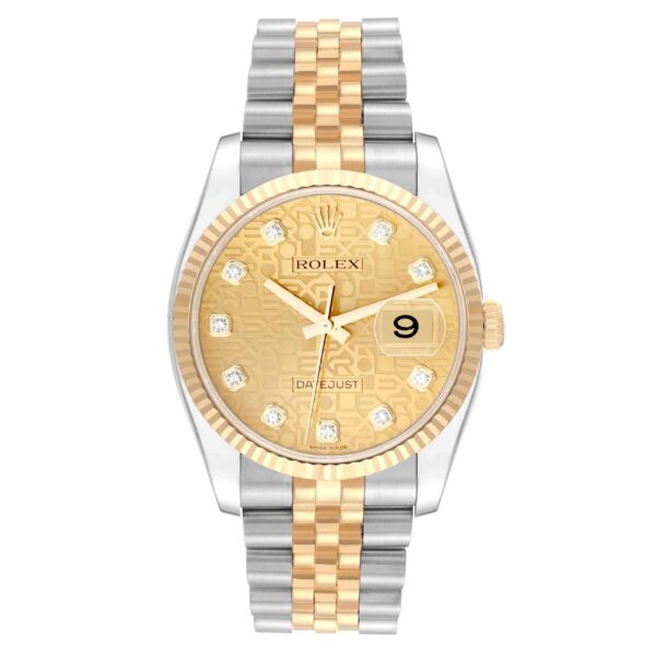 Rolex Datejust Steel Yellow Gold Anniversary Diamond Dial Mens Watch 116233 - Image 2