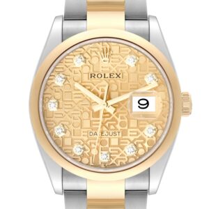 Rolex Datejust Steel Yellow Gold Anniversary Diamond Dial Watch 126203 Box Card