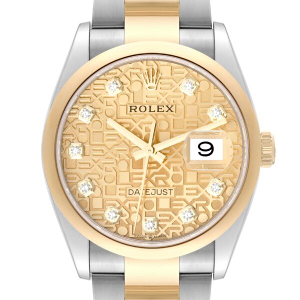 Rolex Datejust Steel Yellow Gold Anniversary Diamond Dial Watch 126203 Box Card