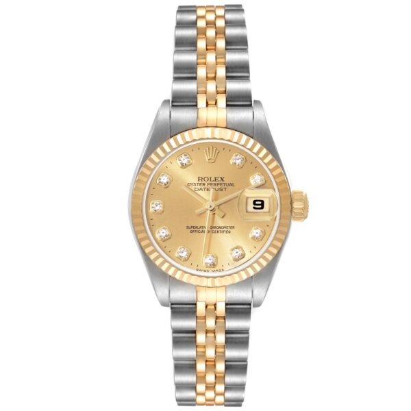 Rolex Datejust Steel Yellow Gold Champagne Diamond Dial Watch 79173 - Image 2