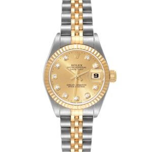 Rolex Datejust Steel Yellow Gold Champagne Diamond Dial Watch 79173