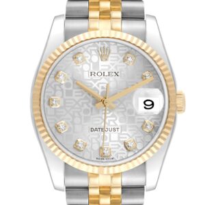 Rolex Datejust Steel Yellow Gold Diamond Dial Mens Watch 116233