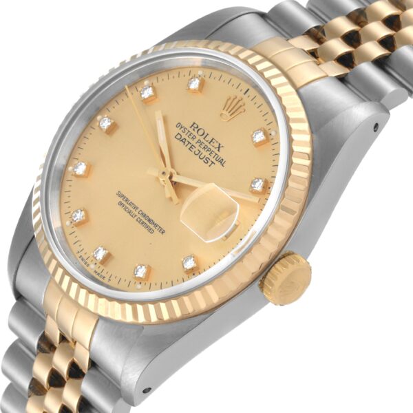 Rolex Datejust Steel Yellow Gold Diamond Dial Mens Watch 16233 - Image 5