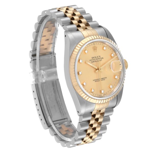 Rolex Datejust Steel Yellow Gold Diamond Dial Mens Watch 16233 - Image 3