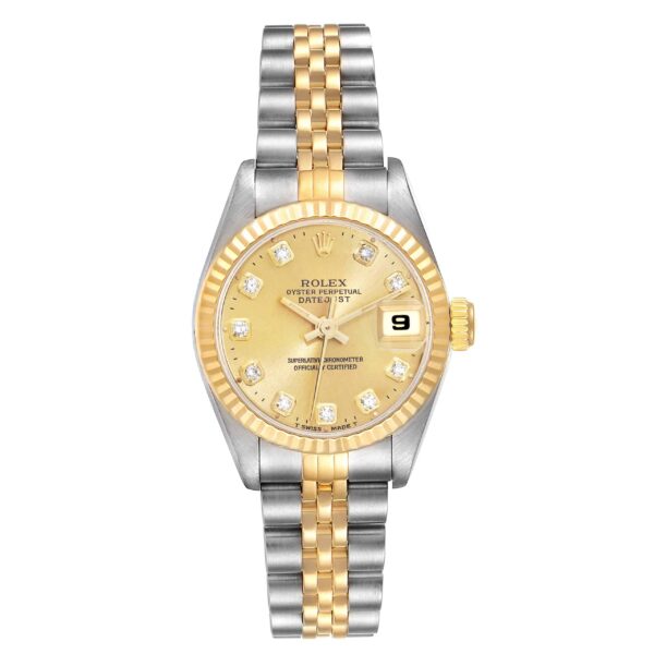 Rolex Datejust Steel Yellow Gold Diamond Ladies Watch 69173 Box Papers - Image 2