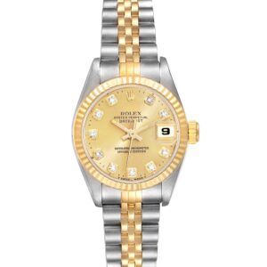 Rolex Datejust Steel Yellow Gold Diamond Ladies Watch 69173 Box Papers
