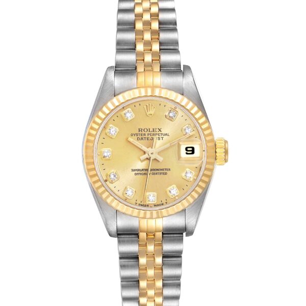 Rolex Datejust Steel Yellow Gold Diamond Ladies Watch 69173 Box Papers
