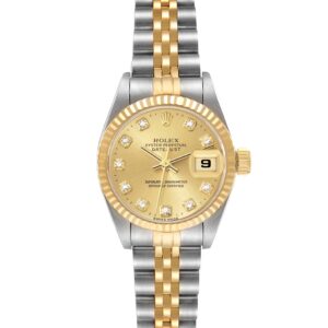 Rolex Datejust Steel Yellow Gold Diamond Ladies Watch 69173 Box Papers