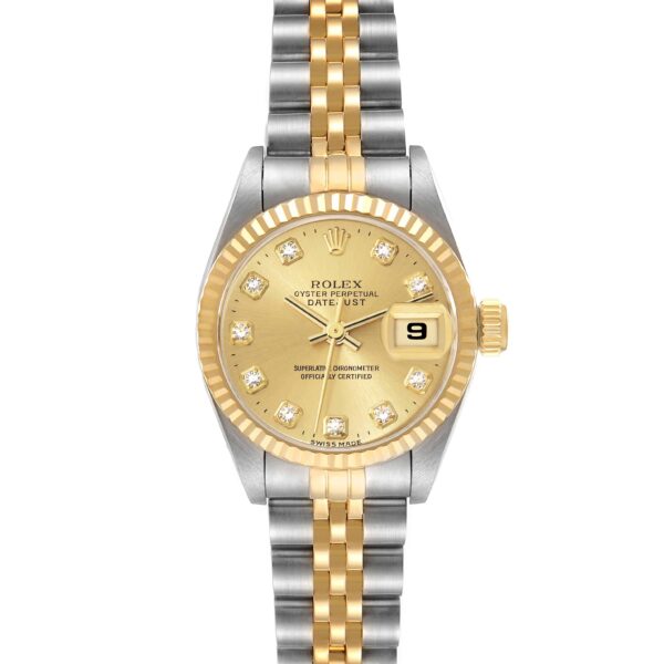 Rolex Datejust Steel Yellow Gold Diamond Ladies Watch 69173 Box Papers