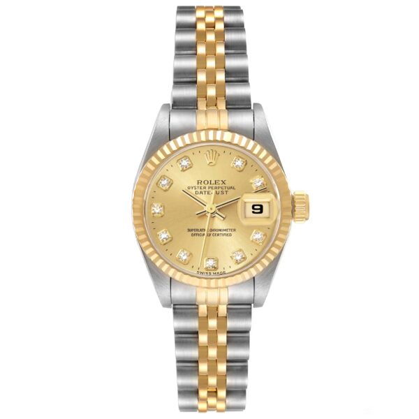 Rolex Datejust Steel Yellow Gold Diamond Ladies Watch 69173 Box Papers - Image 2
