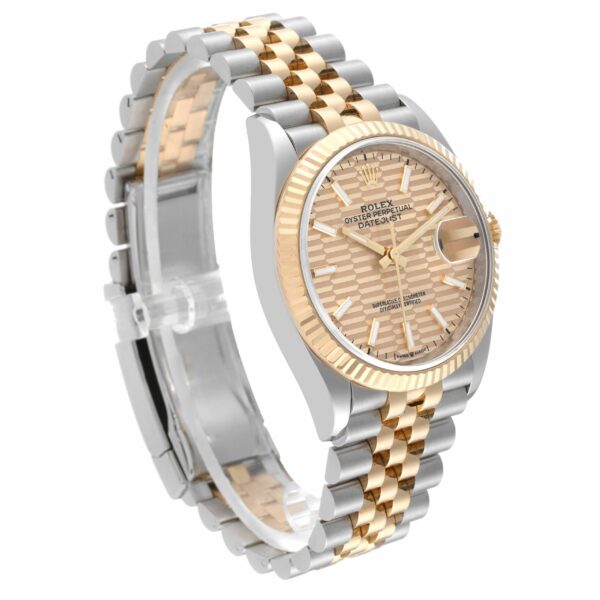 Rolex Datejust Steel Yellow Gold Golden Fluted Motif Dial Mens Watch 126233 - Image 3