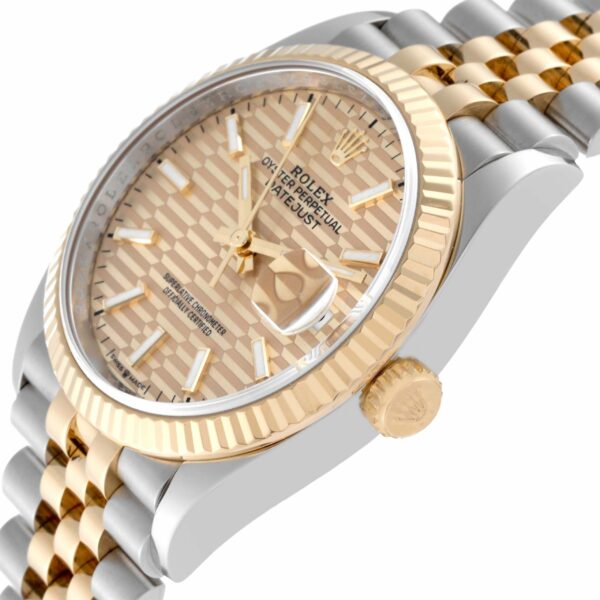 Rolex Datejust Steel Yellow Gold Golden Fluted Motif Dial Mens Watch 126233 - Image 5