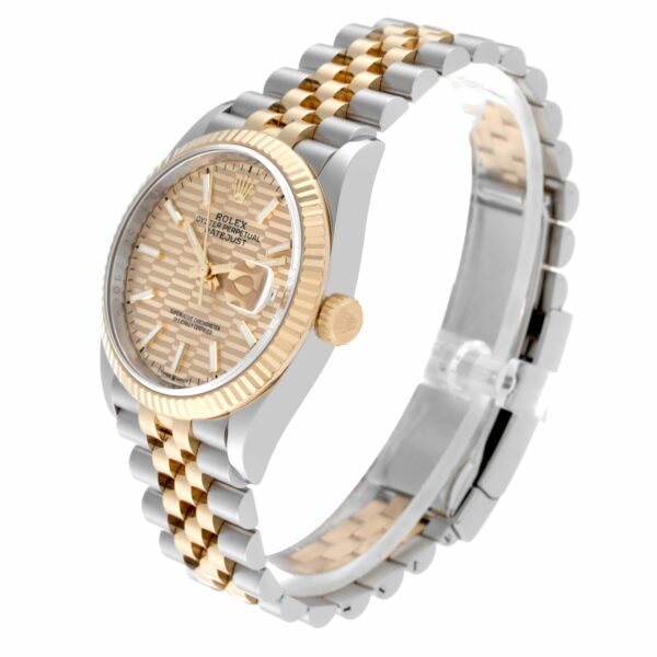 Rolex Datejust Steel Yellow Gold Golden Fluted Motif Dial Mens Watch 126233 - Image 4