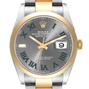 Rolex Datejust Steel Yellow Gold Wimbledon Dial Mens Watch 126203 Box Card