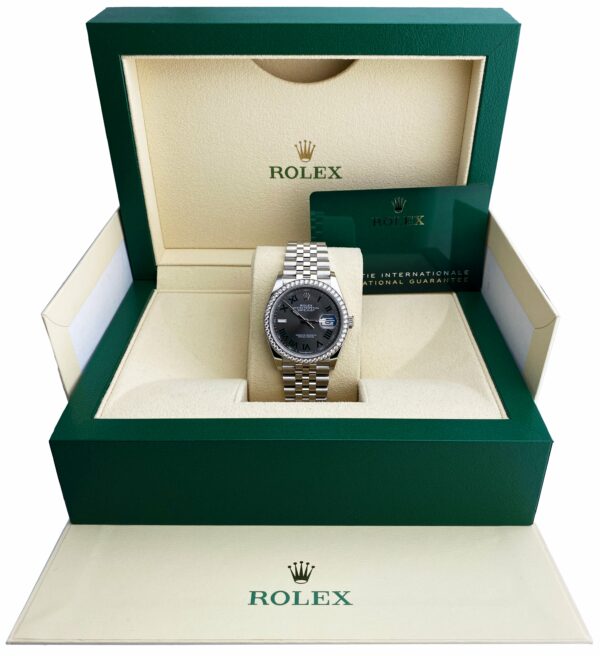 Rolex Datejust Wimbledon 126284RBR Diamond Mens Watch Box Papers - Image 2