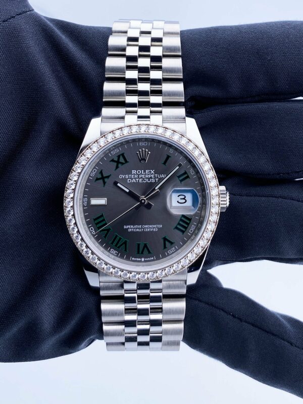 Rolex Datejust Wimbledon 126284RBR Diamond Mens Watch Box Papers - Image 3