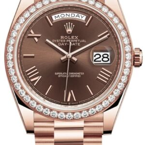 Rolex Day-Date 40 18k Everose Gold Chocolate Dial Diamond Bezel Men's Watch M228345RBR-0009
