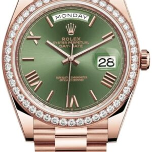 Rolex Day-Date 40 18k Everose Gold Olive Green Dial Men's Watch M228345RBR-0011