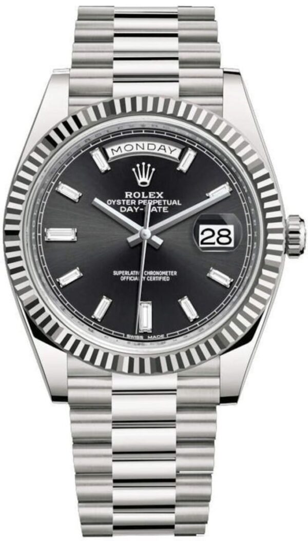 Rolex Day-Date 40 18K White Gold Black Diamond Dial Men's Watch M228239-0005