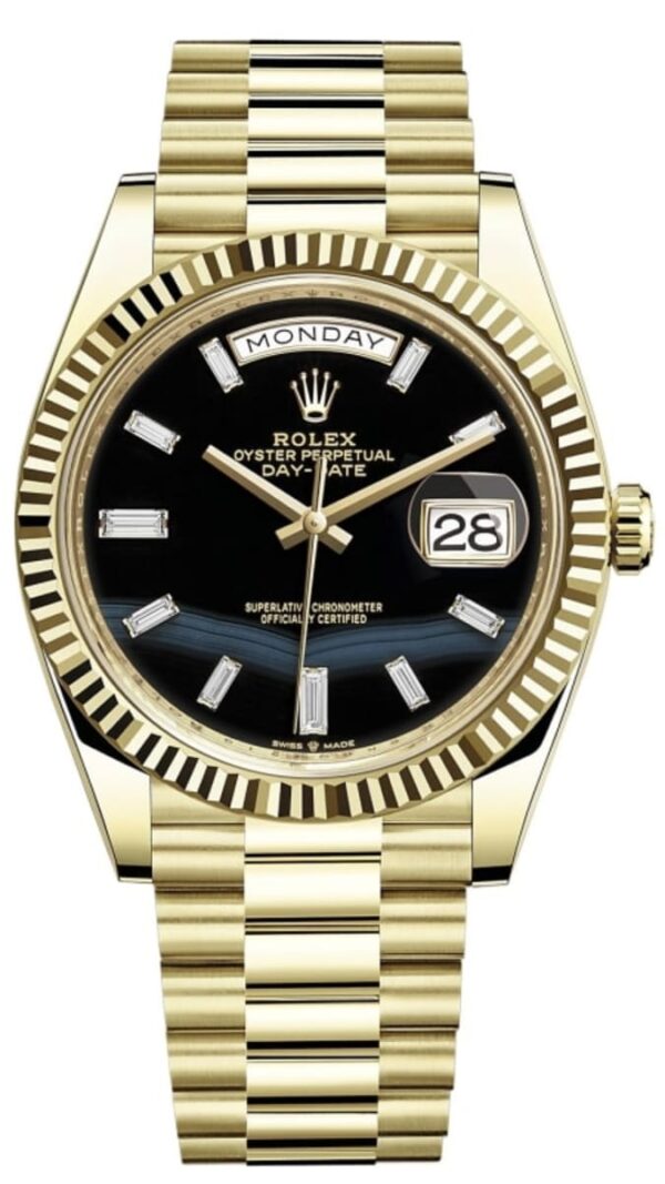 Rolex Day-Date 40 18K Yellow Gold Onyx Diamond Dial Men's Watch M228238-0059