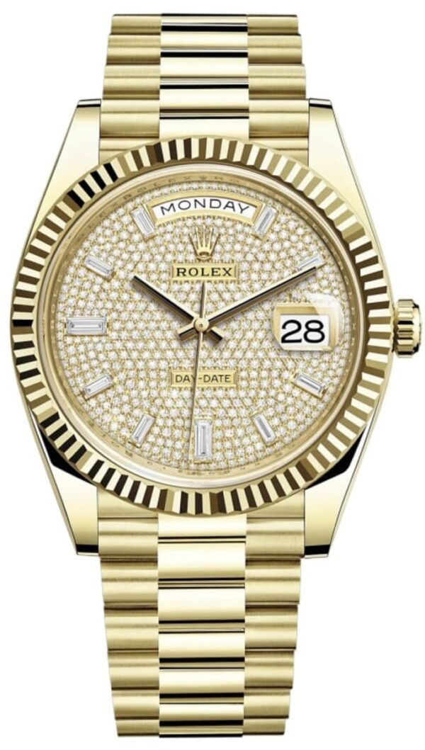 Rolex Day-Date 40 18K Yellow Gold Pave Diamond Dial Men's Watch M228238-0054