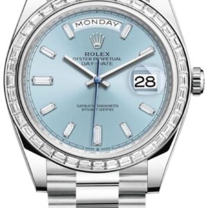 Rolex Day-Date 40 Platinum Ice-Blue Diamond Dial Diamond Bezel Men's Watch M228396TBR-0002