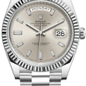 Rolex Day-Date 40 Platinum Silver Diamond Dial Men's Watch M228236-0002