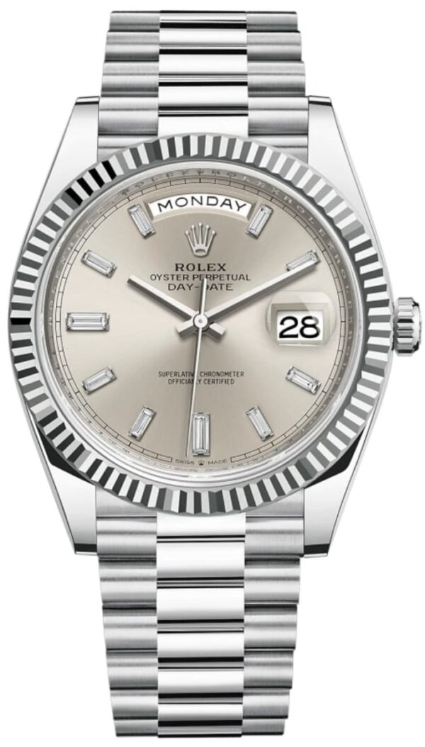 Rolex Day-Date 40 Platinum Silver Diamond Dial Men's Watch M228236-0002