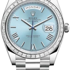 Rolex Day-Date 40 Platinum Slate Dial Diamond Bezel Men's Watch M228396TBR-0030