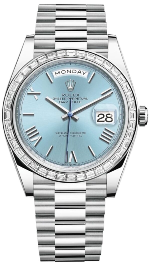 Rolex Day-Date 40 Platinum Slate Dial Diamond Bezel Men's Watch M228396TBR-0030