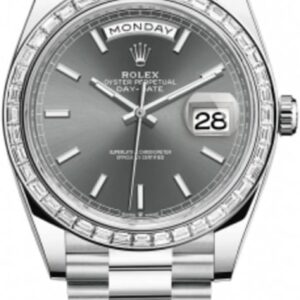 Rolex Day-Date 40 Platinum Slate Dial Diamond Bezel Men's Watch M228396TBR-0031