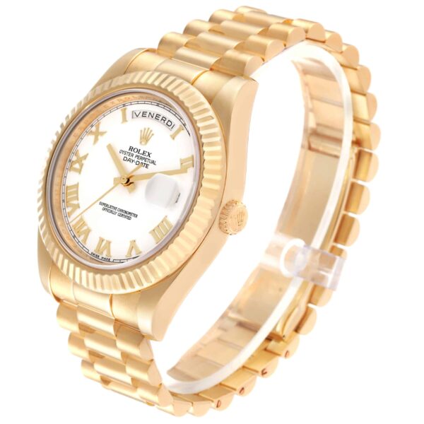 Rolex Day-Date II 41 President Yellow Gold White Dial Mens Watch 218238 Box Card - Image 4