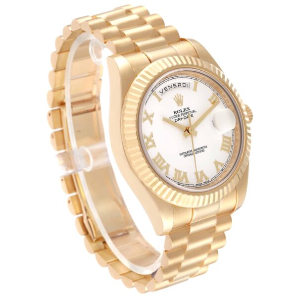 Rolex Day-Date II 41 President Yellow Gold White Dial Mens Watch 218238 Box Card - Image 3