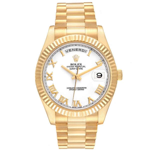 Rolex Day-Date II 41 President Yellow Gold White Dial Mens Watch 218238 Box Card - Image 2