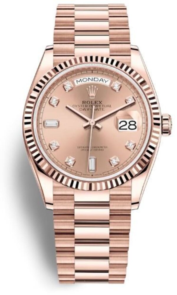 Rolex Day-Date Rose Gold Pink Diamond Dial Women's Watch M128235-0009