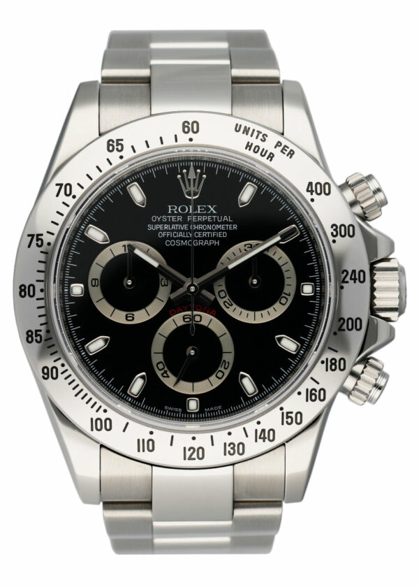Rolex Daytona 116520 Black Dial Stainless steel Mens Watch Box Papers