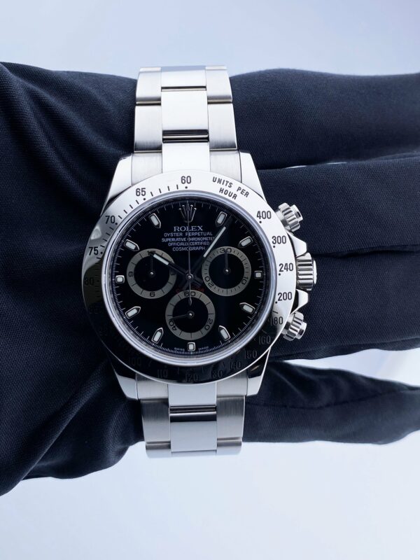 Rolex Daytona 116520 Black Dial Stainless steel Mens Watch Box Papers - Image 3