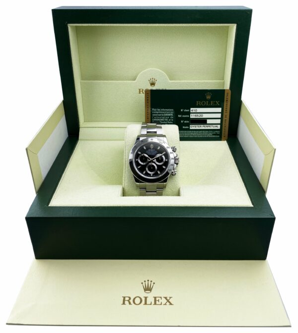 Rolex Daytona 116520 Black Dial Steel Mens Watch Box Papers - Image 2