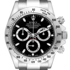 Rolex Daytona Chronograph Black Dial Steel Mens Watch 116520 Box Card