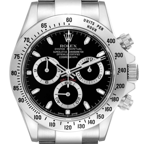 Rolex Daytona Chronograph Black Dial Steel Mens Watch 116520 Box Card