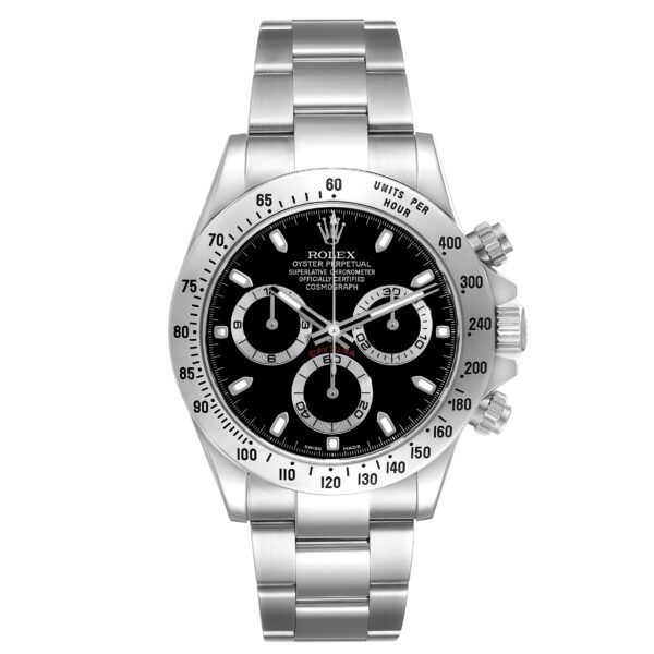 Rolex Daytona Chronograph Black Dial Steel Mens Watch 116520 Box Card - Image 2